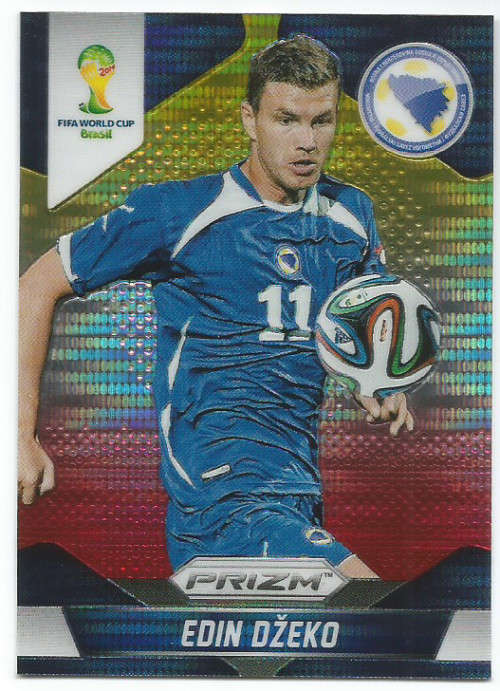 EDIN DZEKO  - WORLD CUP 2014 PANINI "PRIZM" - "YELLOW/RED PULSAR" TRADING CARD 26