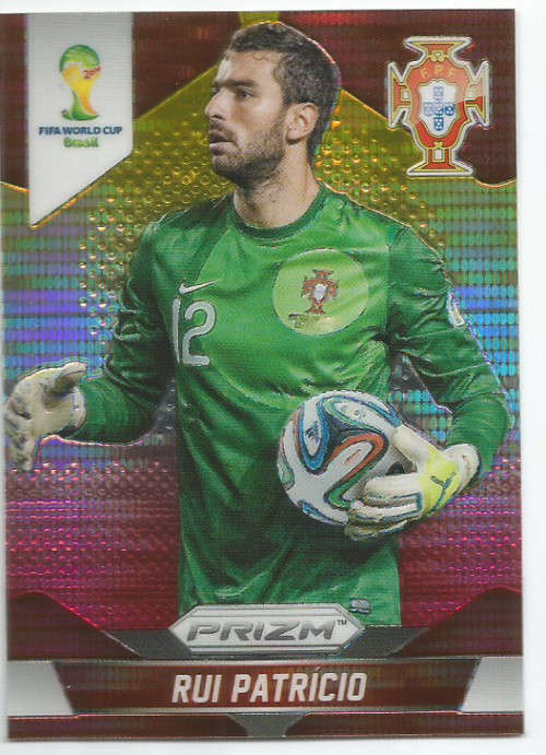 RUI PATRICIO - WORLD CUP 2014 PANINI "PRIZM" - "YELLOW/RED PULSAR" TRADING CARD 155
