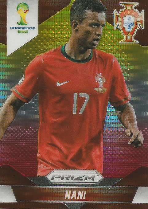 NANI - WORLD CUP 2014 PANINI "PRIZM" - "YELLOW/RED PULSAR" TRADING CARD 159