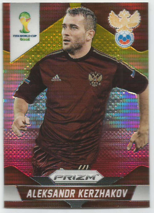 ALEX KERZHAKOV - WORLD CUP 2014 PANINI "PRIZM" - "YELLOW/RED PULSAR" TRADING CARD 168