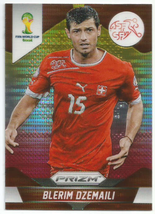 BLERIM DZEMAILI - WORLD CUP 2014 PANINI "PRIZM" - "YELLOW/RED PULSAR" TRADING CARD 183
