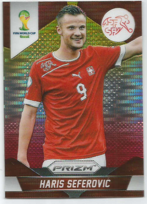 HARIS SEFEROVIC - WORLD CUP 2014 PANINI "PRIZM" - "YELLOW/RED PULSAR" TRADING CARD 188