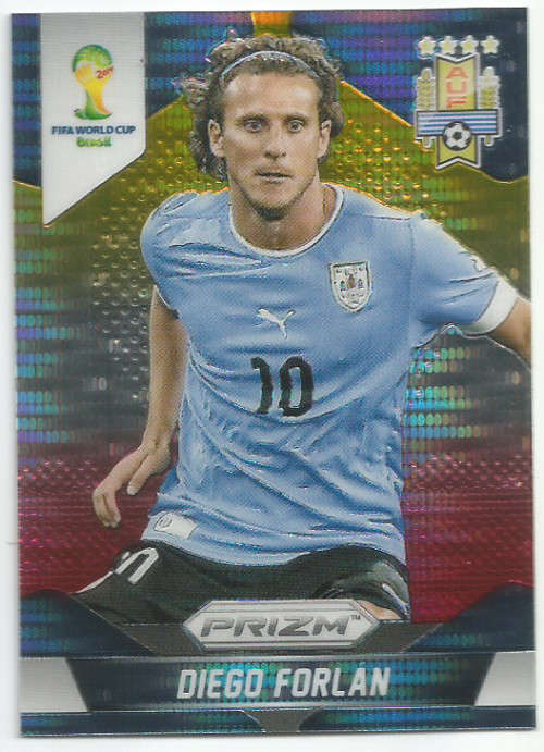 DIEGO FORLAN - WORLD CUP 2014 PANINI "PRIZM" - "YELLOW/RED PULSAR" TRADING CARD 192
