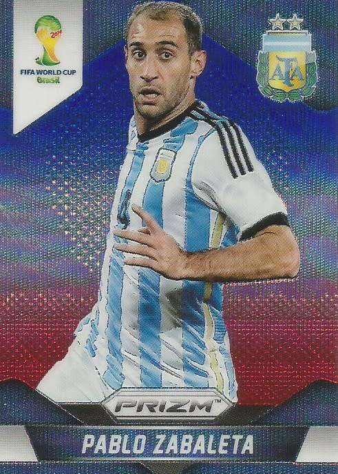 PABLO ZABALETA - WORLD CUP 2014 PANINI "PRIZM" - "BLUE/RED WAVE" TRADING CARD 7