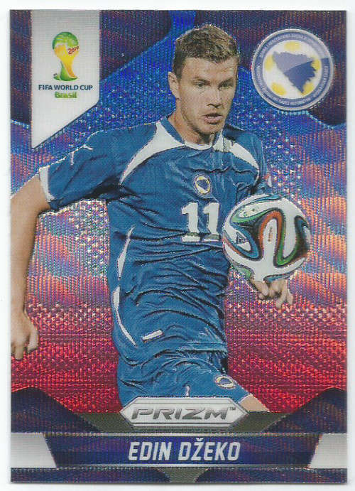 EDIN DZEKO - WORLD CUP 2014 PANINI "PRIZM" - "BLUE/RED WAVE" TRADING CARD 26