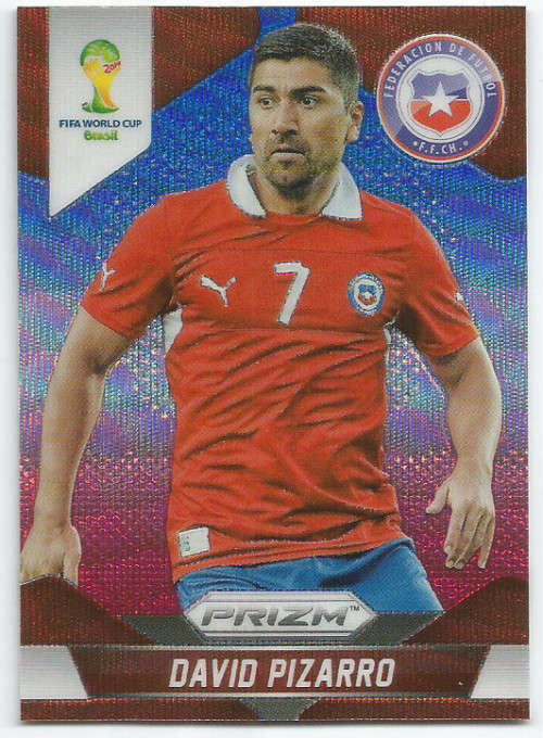 DAVID PIZARRO - WORLD CUP 2014 PANINI "PRIZM" - "BLUE/RED WAVE" TRADING CARD 44