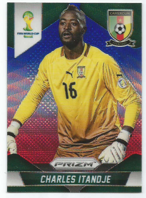 CHARLES ITANDJE - WORLD CUP 2014 PANINI "PRIZM" - "BLUE/RED WAVE" TRADING CARD 36