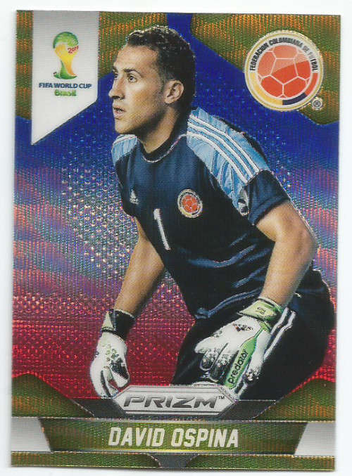 DAVID OSPINA - WORLD CUP 2014 PANINI "PRIZM" - "BLUE/RED WAVE" TRADING CARD 47