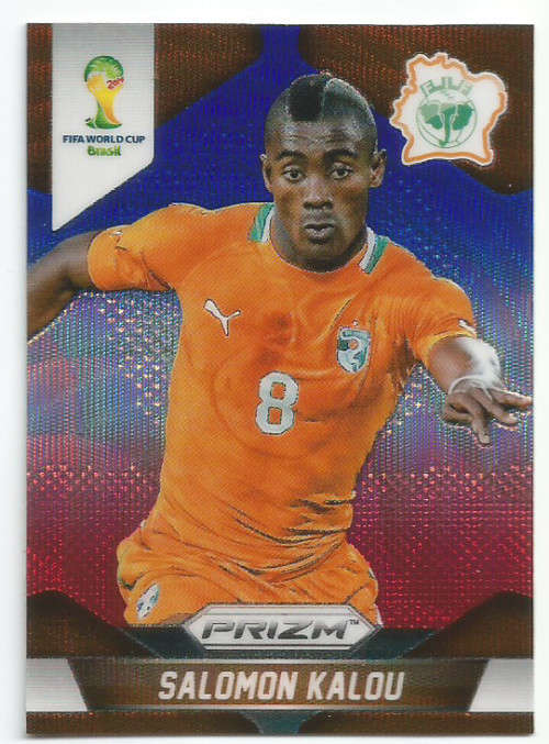 SALOMON KALOU - WORLD CUP 2014 PANINI "PRIZM" - "BLUE/RED WAVE" TRADING CARD 61