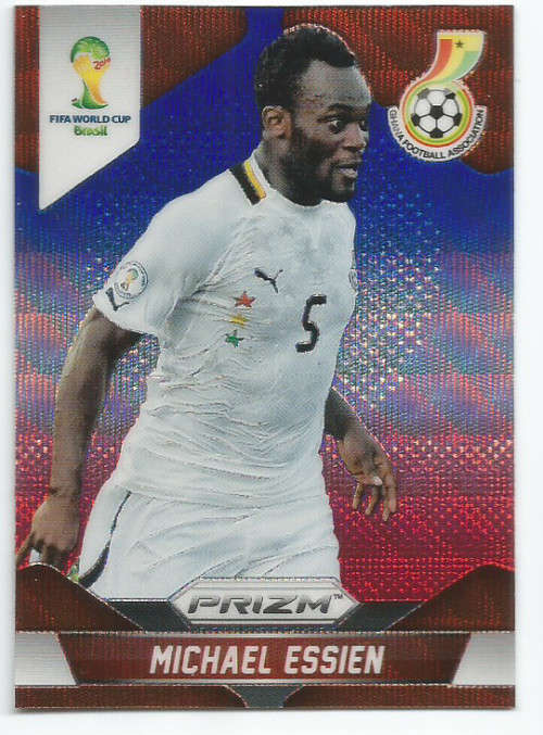 MICHAEL ESSIEN - WORLD CUP 2014 PANINI "PRIZM" - "BLUE/RED WAVE" TRADING CARD 95
