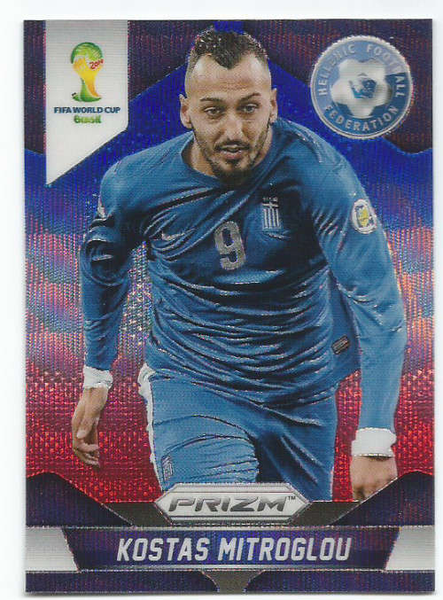 KOSTAS MITROGLOU - WORLD CUP 2014 PANINI "PRIZM" - "BLUE/RED WAVE" TRADING CARD 102
