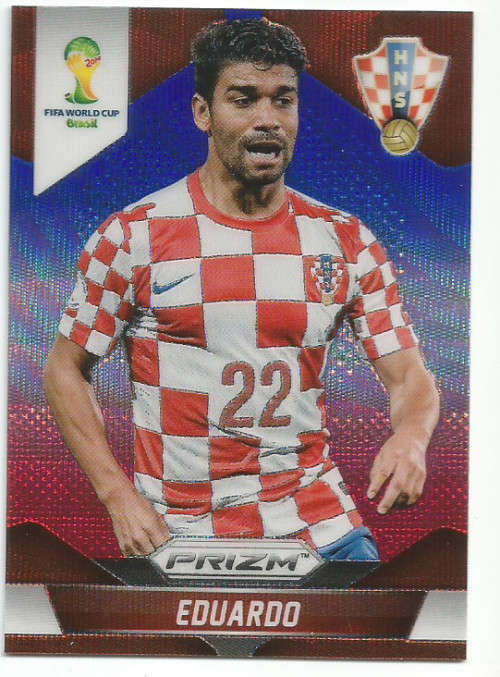 EDUARDO - WORLD CUP 2014 PANINI "PRIZM" - "BLUE/RED WAVE" TRADING CARD 119