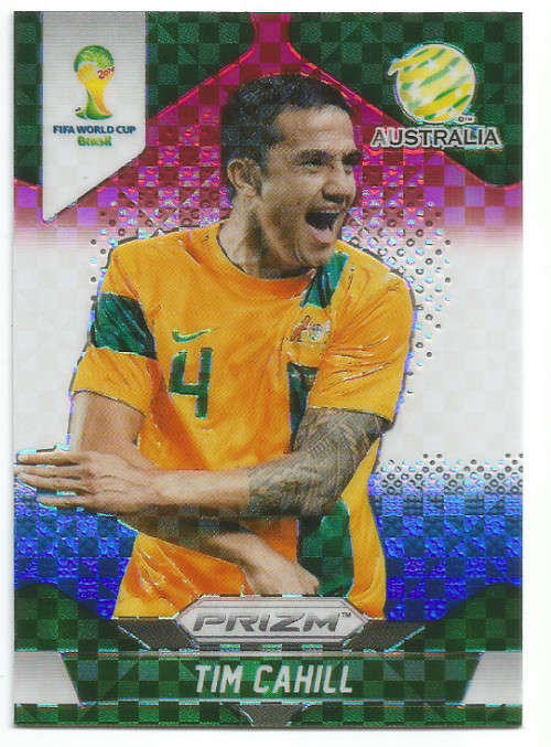 TIM CAHILL - WORLD CUP 2014 PANINI "PRIZM" - "RED/WHITE/BLUE PLAID" TRADING CARD 17