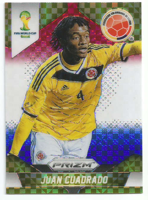 JUAN CUADRADO - WORLD CUP 2014 PANINI "PRIZM" - "RED/WHITE/BLUE PLAID" TRADING CARD 51