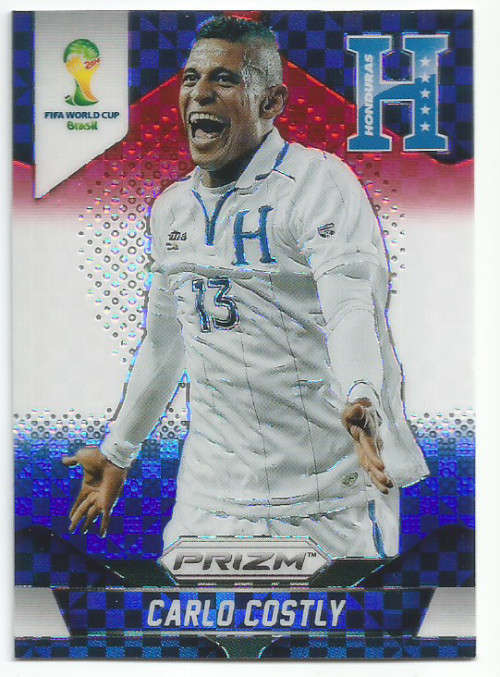 CARLO COSTLY - WORLD CUP 2014 PANINI "PRIZM" - "RED/WHITE/BLUE PLAID" TRADING CARD 115