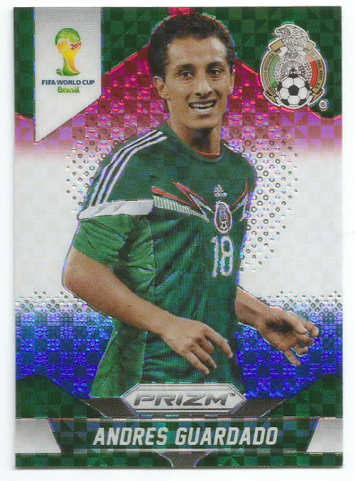ANDRES GUARDADO - WORLD CUP 2014 PANINI "PRIZM" - "RED/WHITE/BLUE PLAID" TRADING CARD 146