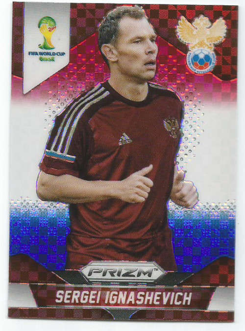 SERGEI IGNASHEVICH - WORLD CUP 2014 PANINI "PRIZM" - "RED/WHITE/BLUE PLAID" TRADING CARD 164