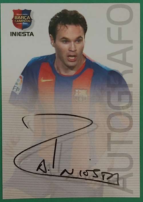 ANDRES INIESTA - "BARCELONA AUTOGRAFO" 2004/05 CAMPEON COLLECTION - RARE "PRINTED AUTOGRAPH" CARD