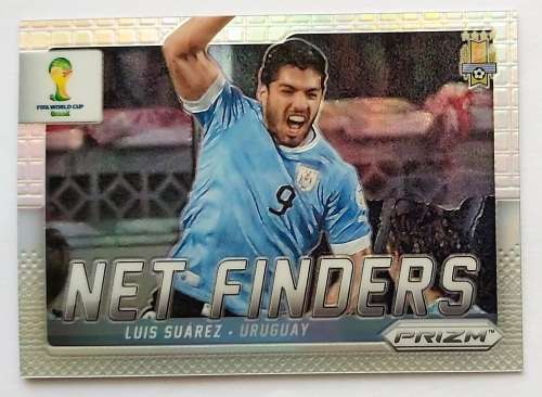 LUIS SUAREZ - WORLD CUP 2014 PANINI `PRIZM` - PRIZM PARALLEL `NET FINDERS` TRADING CARD 24