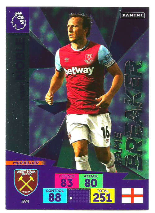 MARK NOBLE - ENGLISH PREMIER LEAGUE 20202021 - FOIL `GAME BREAKER` TRADING CARD 394