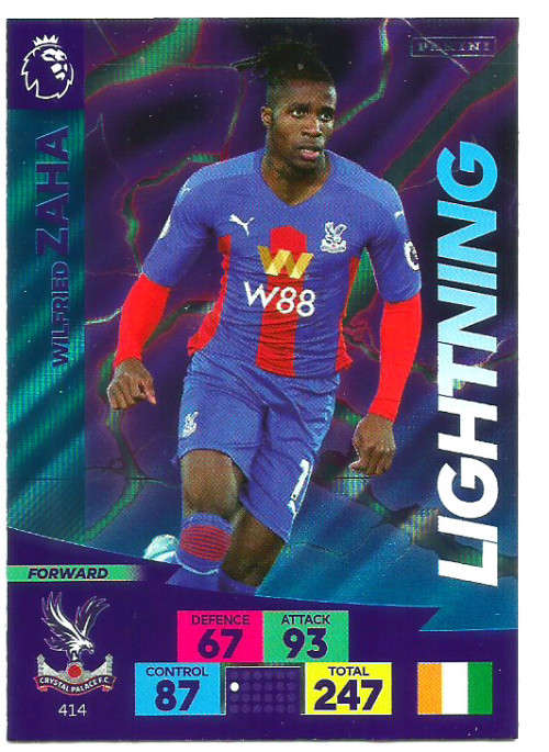 WILFRIED ZAHA - ENGLISH PREMIER LEAGUE 20202021 - BLUE FOIL `LIGHTNING` TRADING CARD 414