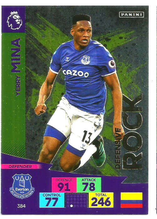 YERRY MINA - ENGLISH PREMIER LEAGUE 20202021 - GOLD FOIL `DEFENSIVE ROCK` TRADING CARD 384