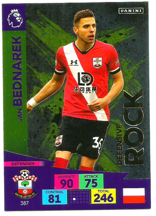 JAN BEDNAREK - ENGLISH PREMIER LEAGUE 20202021 - GOLD FOIL `DEFENSIVE ROCK` TRADING CARD 387