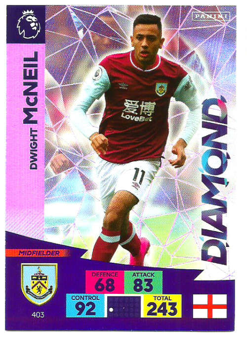 DWIGHT McNEIL - ENGLISH PREMIER LEAGUE 20202021 - SILVER FOIL `DIAMOND` TRADING CARD 403