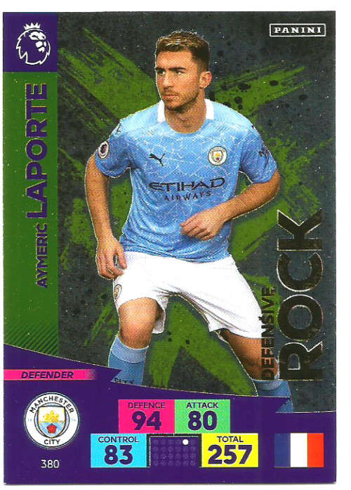 AYMERIC LAPORTE - ENGLISH PREMIER LEAGUE 2020/2021 - GOLD FOIL "DEFENSIVE ROCK" TRADING CARD 380
