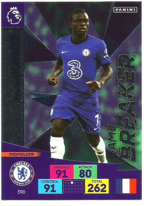 N`GOLO KANTE - ENGLISH PREMIER LEAGUE 20202021 - FOIL `GAME BREAKER` TRADING CARD 390