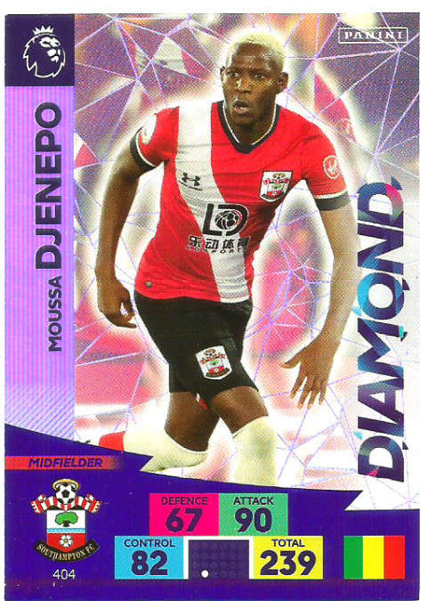 MOUSSA DJENEPO - ENGLISH PREMIER LEAGUE 20202021 - SILVER FOIL `DIAMOND` TRADING CARD 404