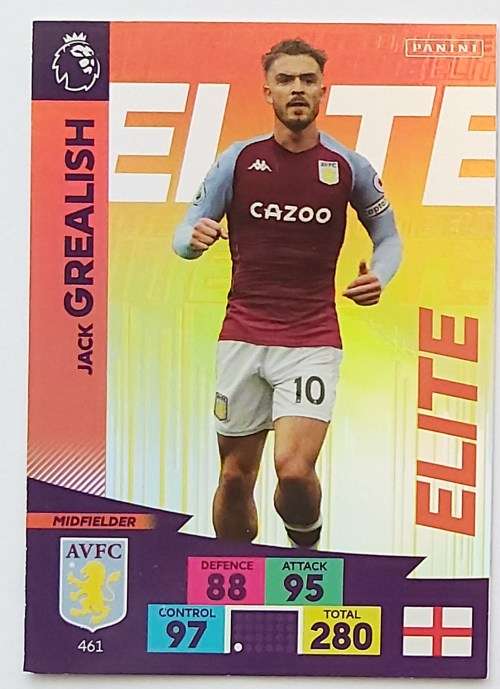 JACK GREALISH - ENGLISH PREMIER LEAGUE 20202021 - ORANGE FOIL `ELITE` TRADING CARD 461