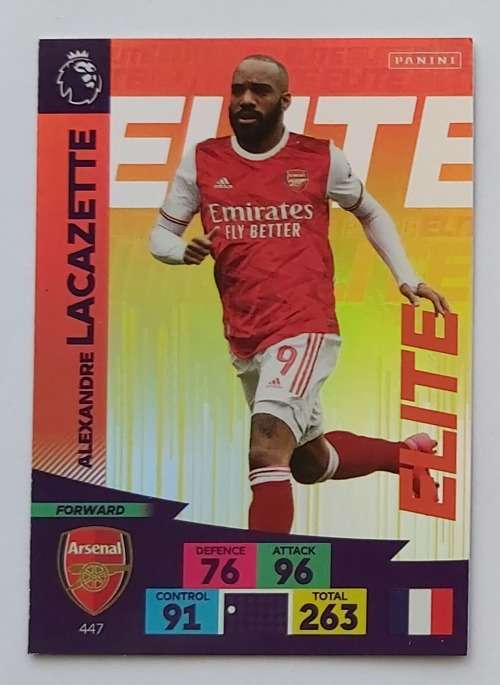 ALEX LACAZETTE - ENGLISH PREMIER LEAGUE 20202021 - ORANGE FOIL `ELITE` TRADING CARD 447