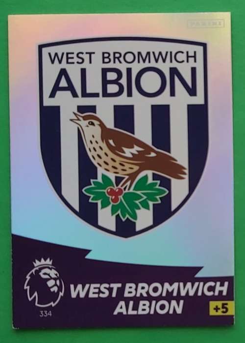 WEST BROM ALBION - ENGLISH PREMIER LEAGUE 20202021 - SILVER FOIL `LOGO` TRADING CARD 334