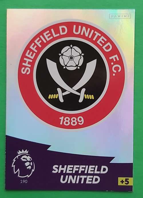 SHEFFIELD UNITED FC - ENGLISH PREMIER LEAGUE 20202021 - SILVER FOIL `LOGO` TRADING CARD 190