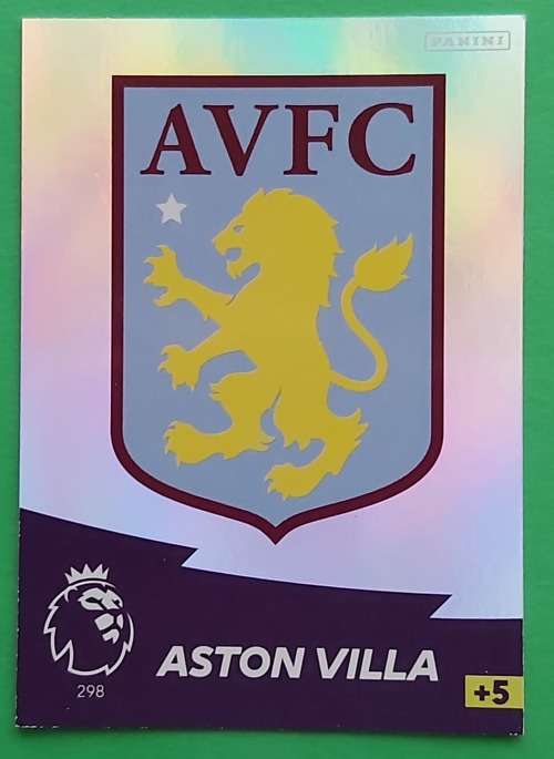 ASTON VILLA - ENGLISH PREMIER LEAGUE 20202021 - SILVER FOIL `LOGO` TRADING CARD 298