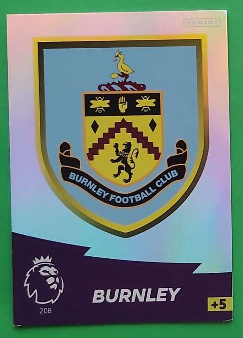BURNLEY - ENGLISH PREMIER LEAGUE 20202021 - SILVER FOIL `LOGO` TRADING CARD 208