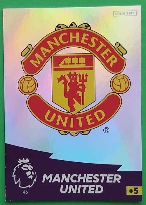MANCHESTER UNITED - ENGLISH PREMIER LEAGUE 20202021 - SILVER FOIL `LOGO` TRADING CARD 46