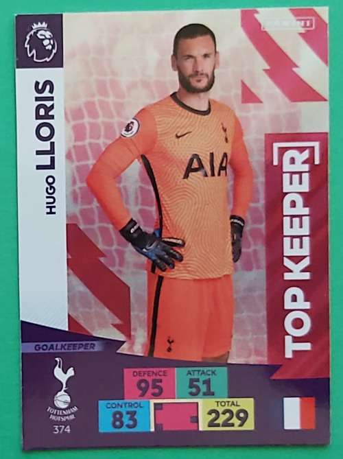 HUGO LLORIS - ENGLISH PREMIER LEAGUE 20202021 - ROSE FOIL `TOP KEEPER` TRADING CARD 374