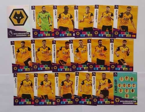WOLVERHAMPTON  - ENGLISH PREMIER LEAGUE 2020/2021 - TEAM SET of 21 `FOIL and BASE` TRADING CARDS