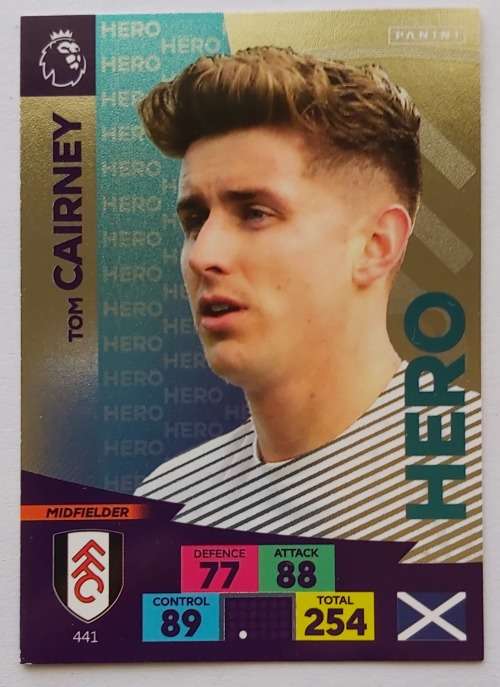 TOM CAIRNEY - ENGLISH PREMIER LEAGUE 20202021 - SILVER FOIL `HERO` TRADING CARD 441