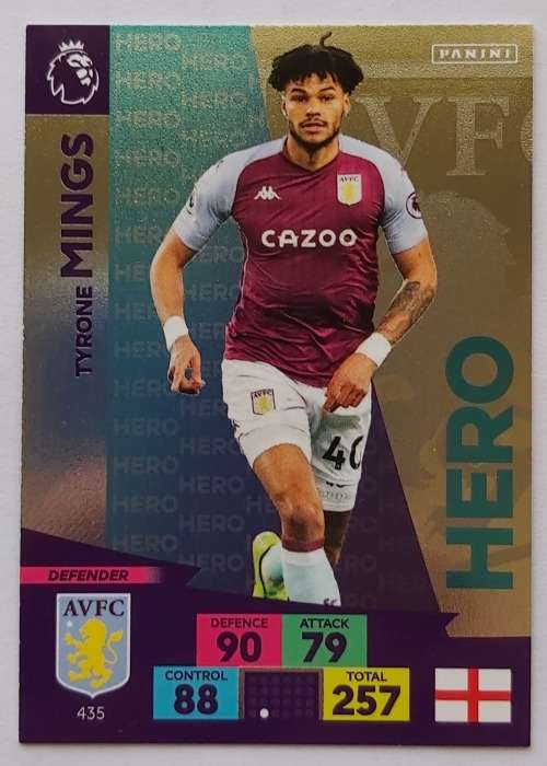 TYRONE MINGS - ENGLISH PREMIER LEAGUE 20202021 - SILVER FOIL `HERO` TRADING CARD 435