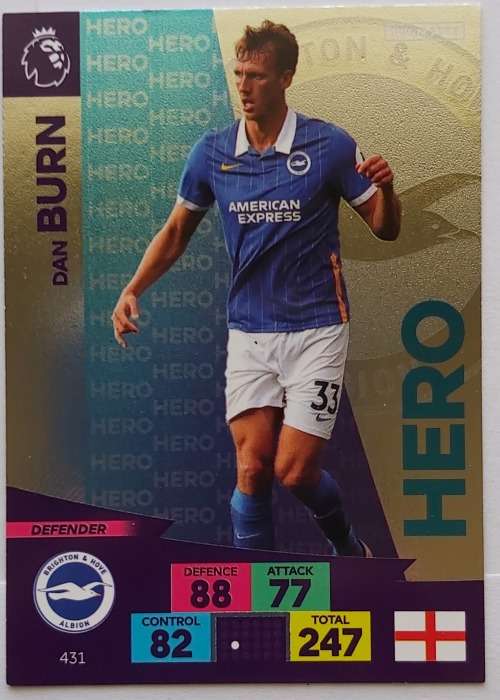 DAM BURN - ENGLISH PREMIER LEAGUE 20202021 - SILVER FOIL `HERO` TRADING CARD 431