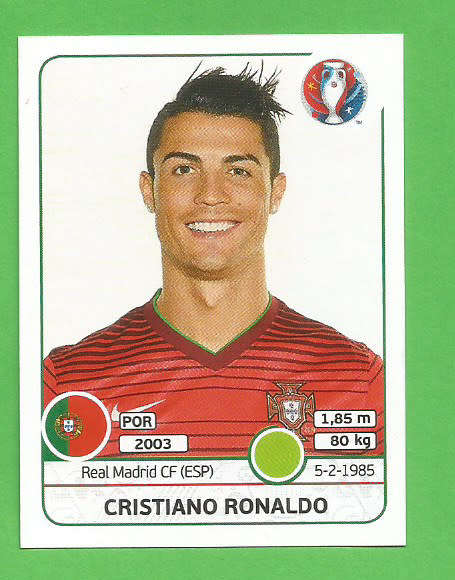 CRISTIANO RONALDO - PANINI UEFA "EURO 2016" STICKER COLLECTION - "BASE" STICKER 596