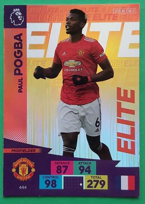 PAUL POGBA - ENGLISH PREMIER LEAGUE 20202021 - ORANGE FOIL `ELITE` TRADING CARD 444