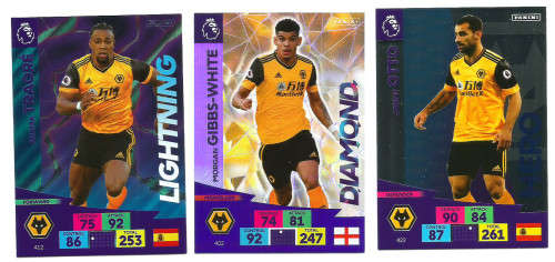 WOLVERHAMPTON  - ENGLISH PREMIER LEAGUE 2020/2021 - TEAM SET of 21 `FOIL and BASE` TRADING CARDS