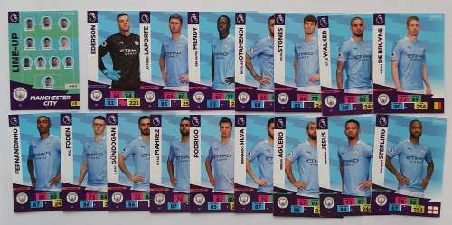 MANCHESTER CITY FC - ENGLISH PREMIER LEAGUE 2020/2021 - TEAM SET of 22 `FOIL and BASE` TRADING CARDS