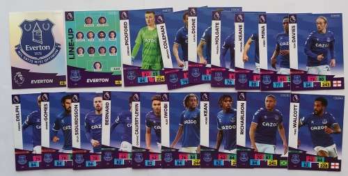 EVERTON  - ENGLISH PREMIER LEAGUE 2020/2021 - TEAM SET of 21 `FOIL and BASE` TRADING CARDS