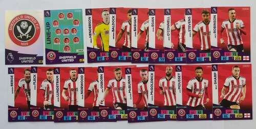 SHEFFIELD UNITED  - ENGLISH PREMIER LEAGUE 2020/2021 - TEAM SET of 18 `FOIL and BASE` TRADING CARDS