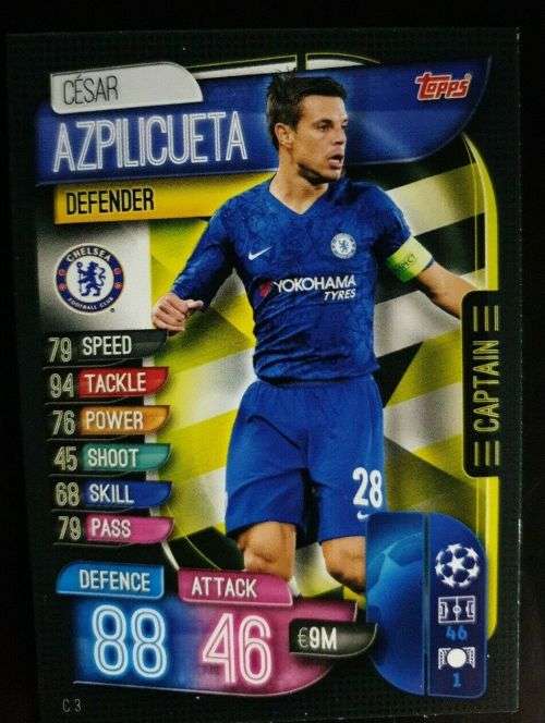 CESAR AZIPILICUETA - CHAMP/EUROPA LEAGUE EXTRA 2020 -   "CLUB CAPTAIN" TRADING CARD C3